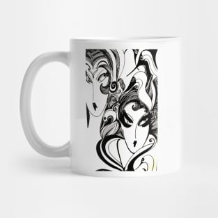 art deco optical swans and girls, Jacqueline Mcculloch Mug